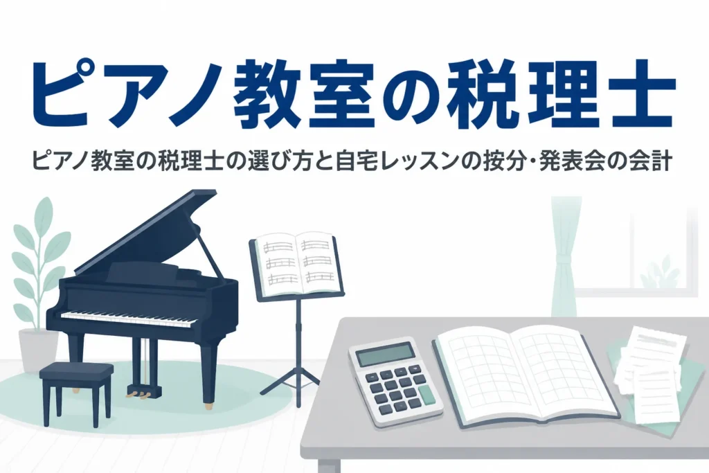 ピアノ教室が税理士を選ぶ時の基準と、自宅レッスンの按分や発表会の会計を解説する記事のアイキャッチ