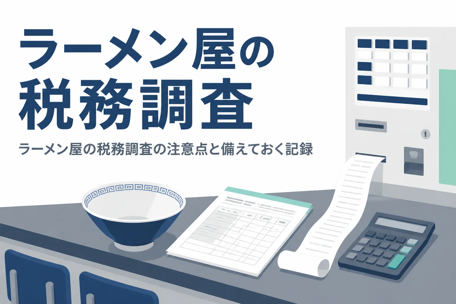 ラーメン屋の税務調査の注意点と、券売機と仕入れの記録の備え方を解説する記事のアイキャッチ
