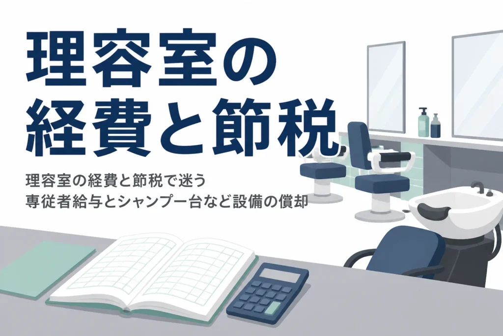 理容室の経費と節税で迷いやすい家族への専従者給与とシャンプー台など設備の償却を解説する記事のアイキャッチ