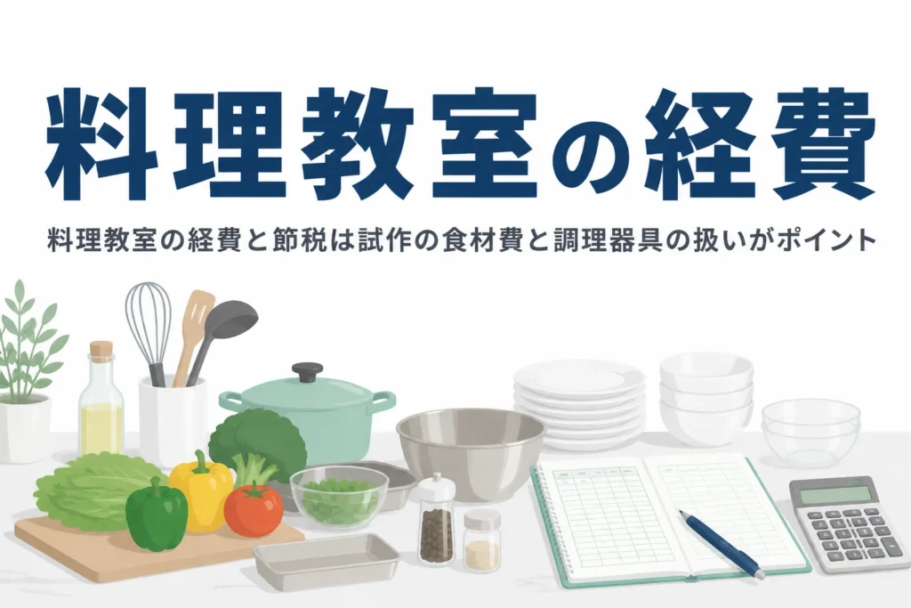 料理教室の経費と節税について、試作の食材費と調理器具・食器の扱いを解説する記事のアイキャッチ