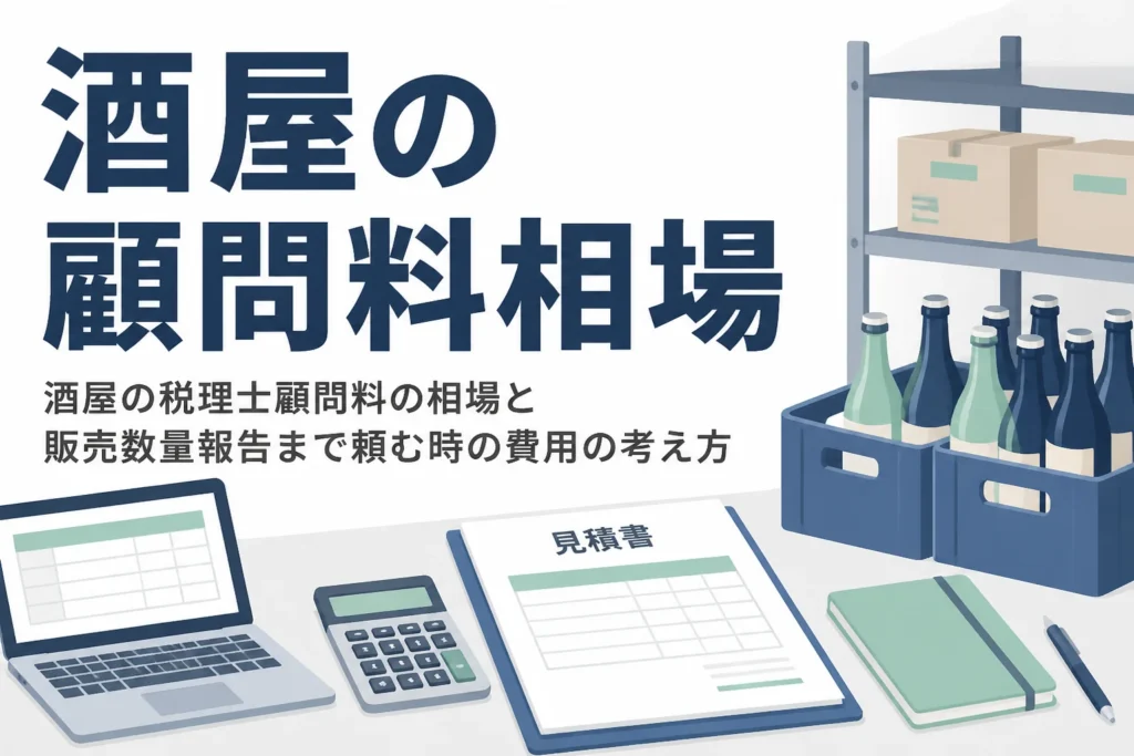 酒屋の税理士顧問料の相場と、販売数量報告まで頼む時の追加費用の考え方を解説する記事のアイキャッチ