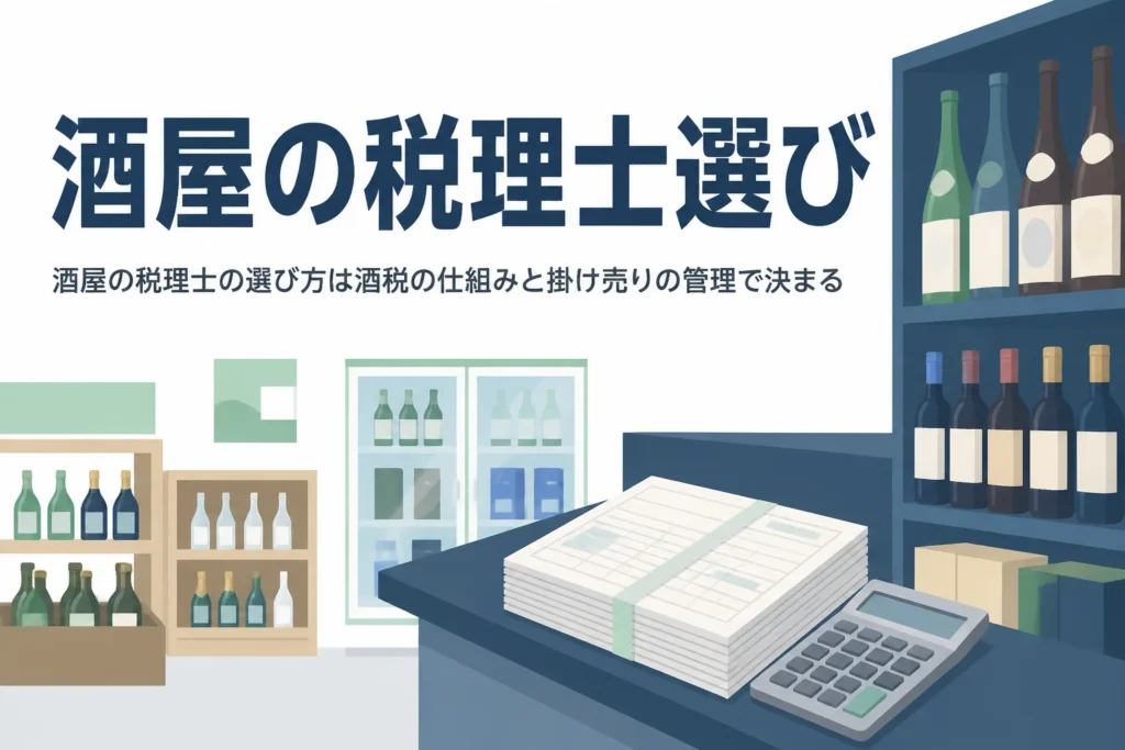 酒屋が酒税の仕組みと飲食店への掛け売りの管理に強い税理士を選ぶポイントを解説する記事のアイキャッチ