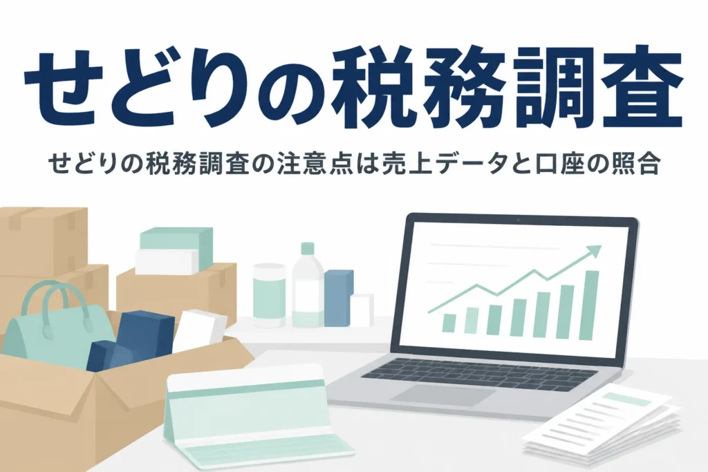 せどりの税務調査で注意したい販売サイトの売上データと口座の照合を解説する記事のアイキャッチ