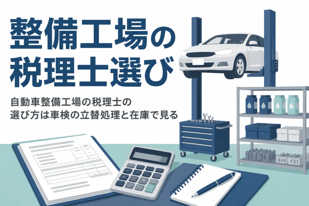 自動車整備工場の税理士の選び方を解説する記事のアイキャッチ