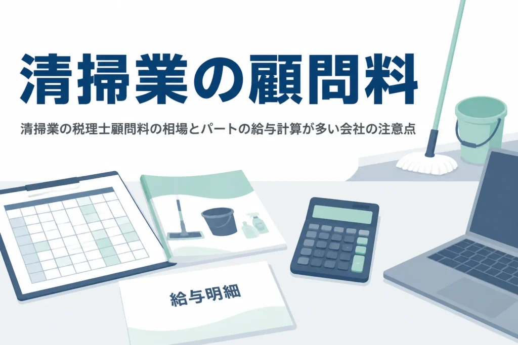 清掃業の税理士顧問料の相場とパートの給与計算が多い会社の注意点を解説する記事のアイキャッチ