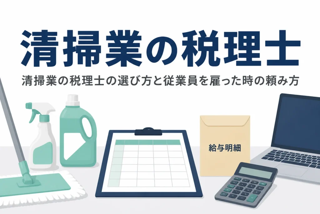 清掃業の税理士の選び方と従業員を雇い始めた時の顧問への頼み方を解説する記事のアイキャッチ