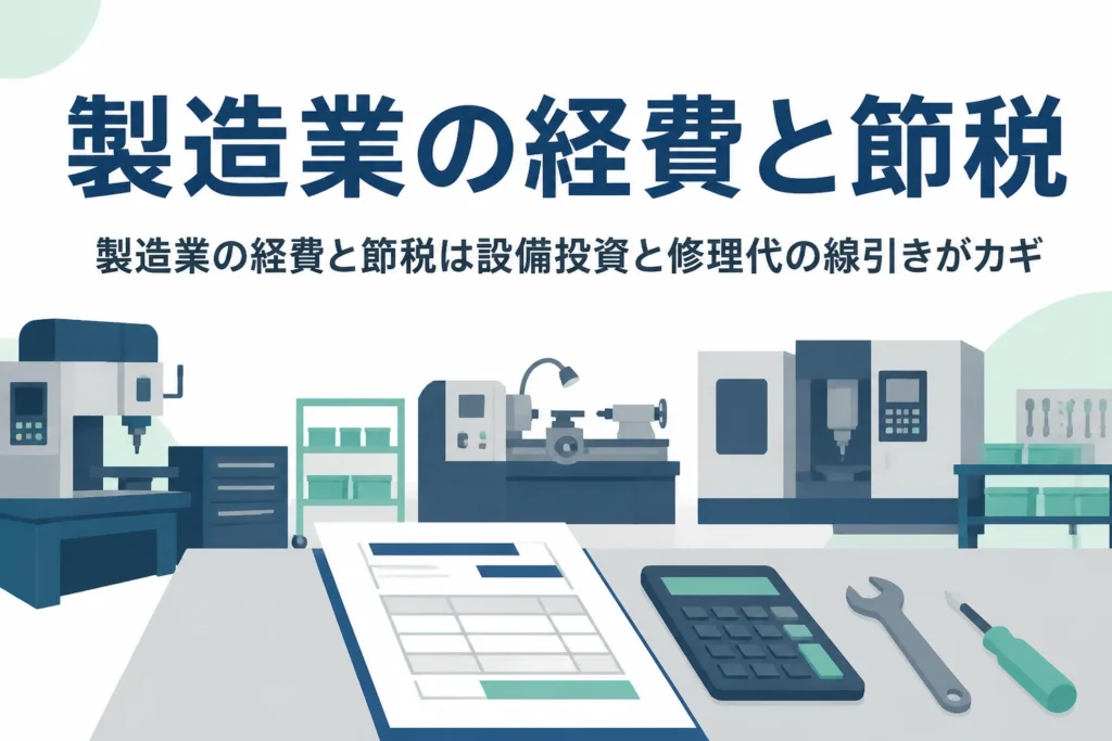 製造業の経費と節税を、設備投資の特別償却と修繕費・資本的支出の線引きから解説する記事のアイキャッチ