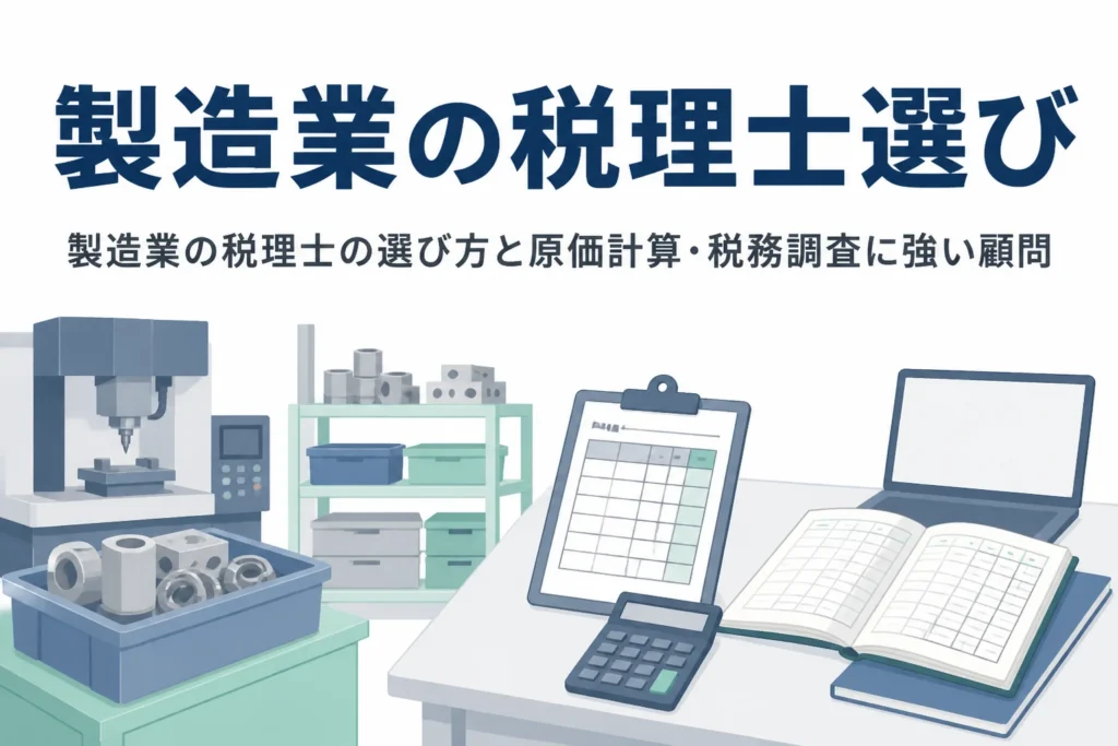 製造業の税理士の選び方と原価計算や税務調査に強い顧問の見分け方を解説する記事のアイキャッチ