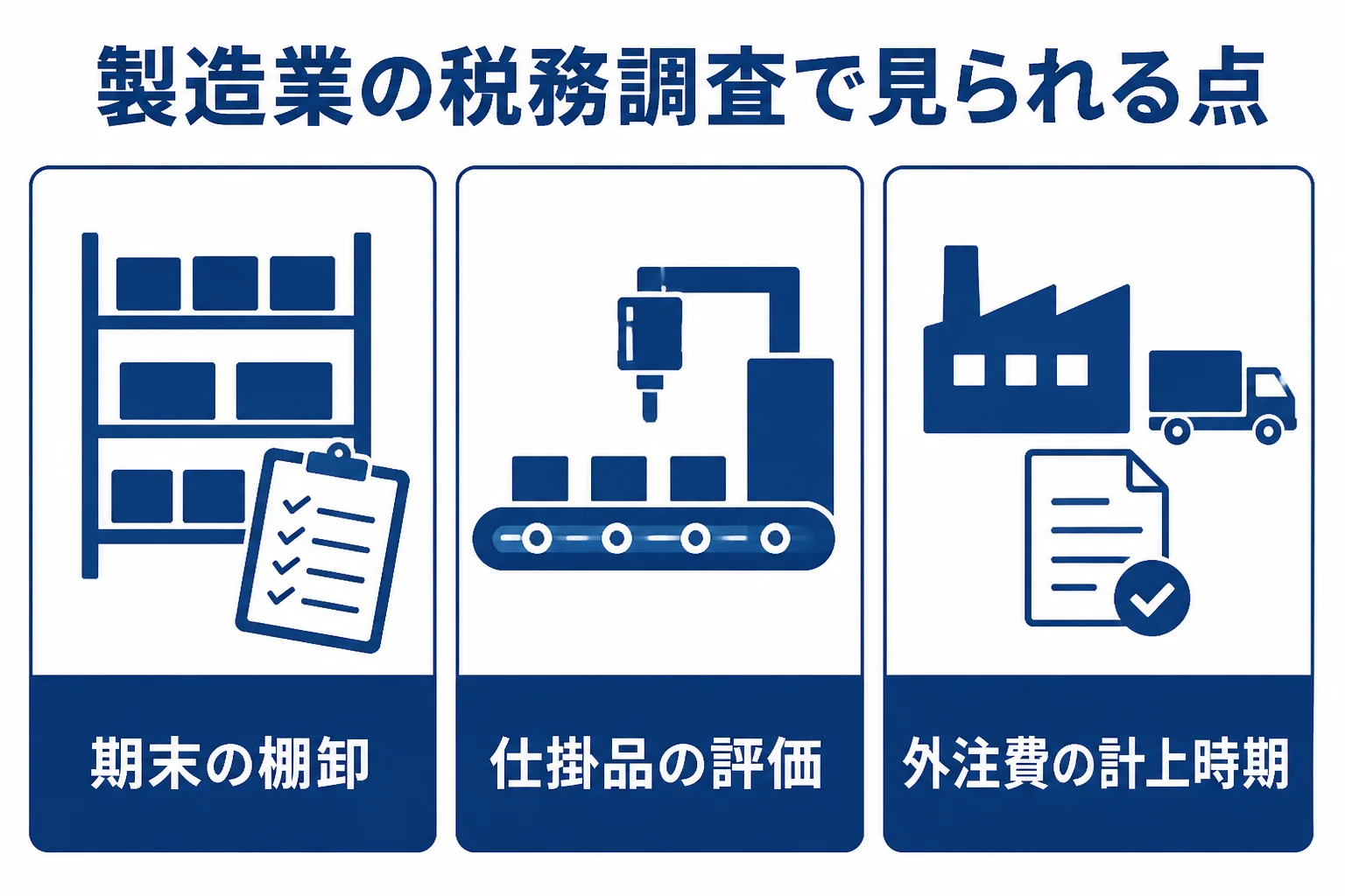 製造業の税務調査で見られやすい点をまとめた図解