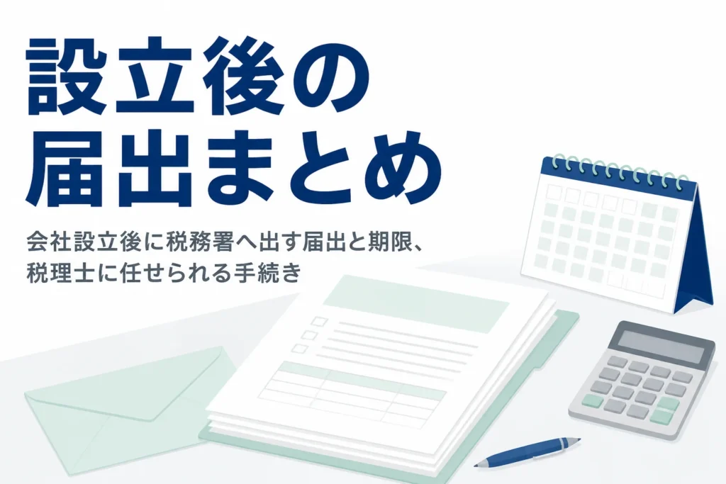 会社設立後に税務署へ出す届出と税理士に任せられる手続きを解説する記事のアイキャッチ