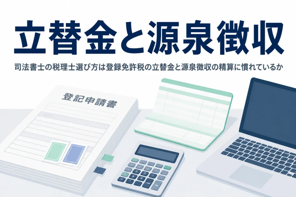 司法書士が登録免許税の立替金と報酬の源泉徴収に慣れた税理士を選ぶ基準を解説する記事のアイキャッチ