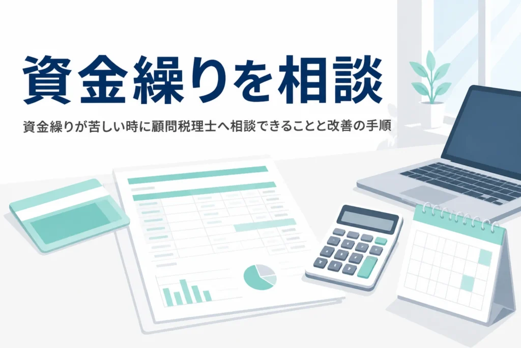 資金繰りが苦しい時に顧問税理士へ相談できることと、資金繰りを改善する手順を解説する記事のアイキャッチ
