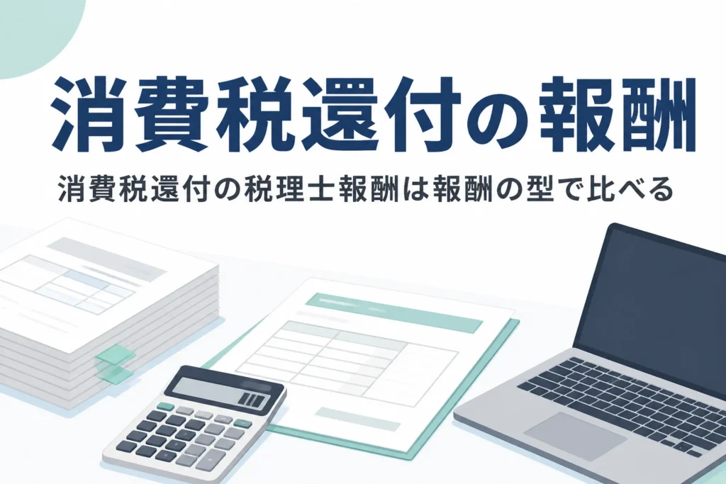 消費税還付を税理士に頼む時の報酬と手数料の決まり方、成功報酬型の注意点を解説する記事のアイキャッチ