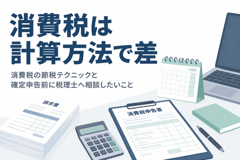 消費税の節税テクニックと確定申告前に税理士に相談したいことを解説する記事のアイキャッチ