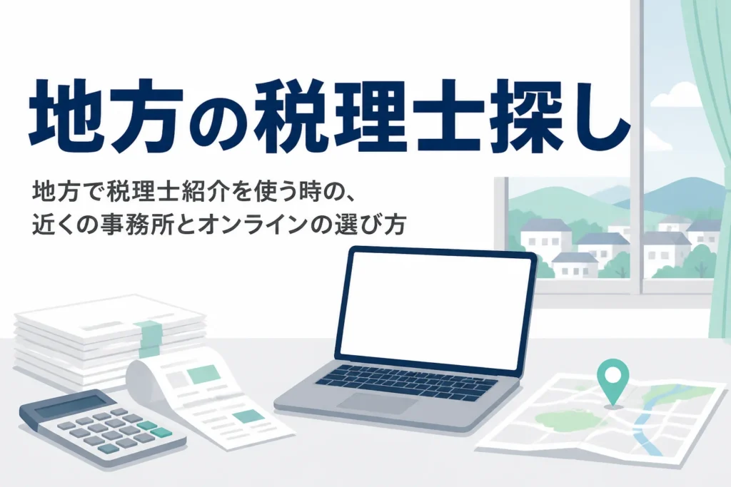 地方で税理士紹介を使う時の近くの事務所とオンライン対応の選び方を解説する記事のアイキャッチ