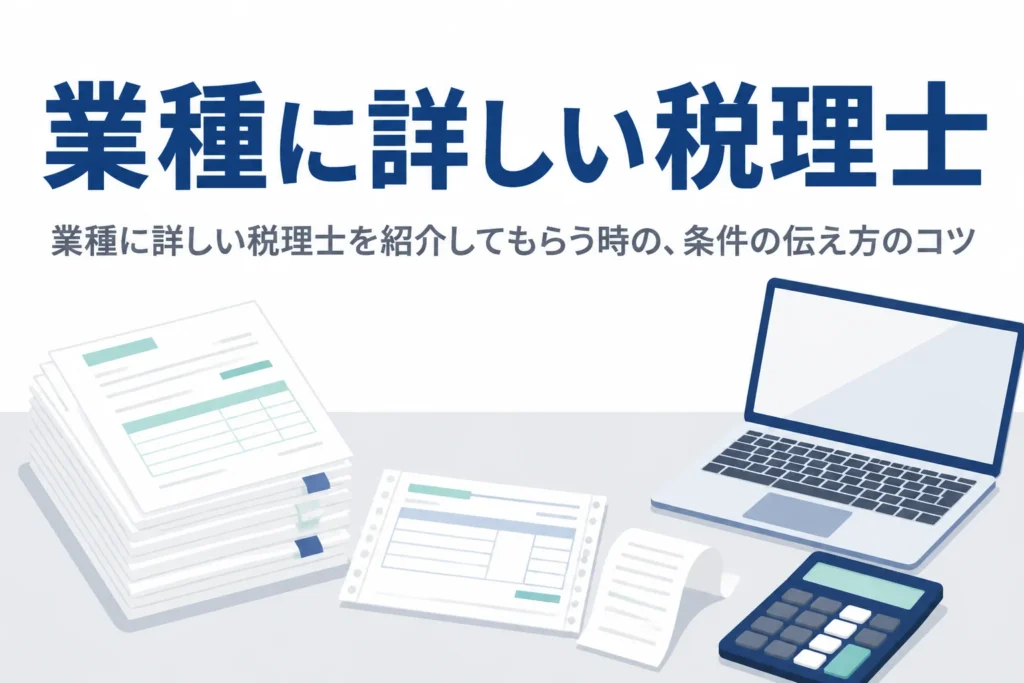業種に詳しい税理士を紹介してもらう時の条件の伝え方を解説する記事のアイキャッチ