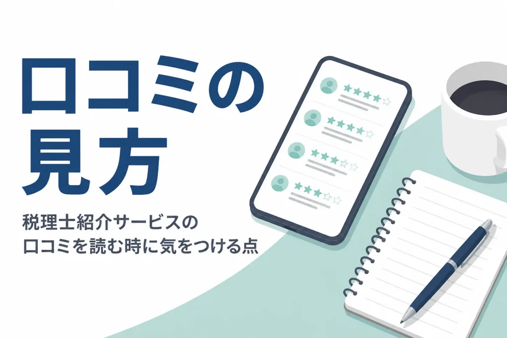 税理士紹介サービスの口コミの見方と評判で選ぶ時に気をつける点を解説する記事のアイキャッチ