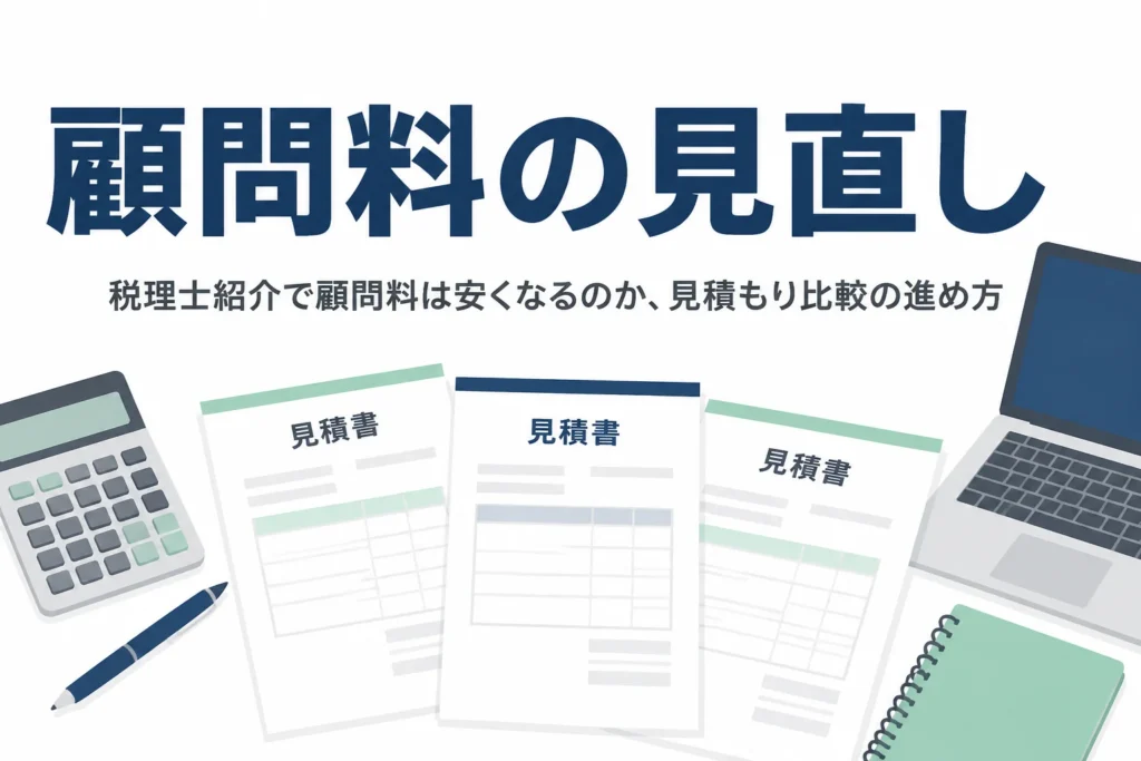 税理士紹介で顧問料を安くできるかと見積もり比較の進め方を解説する記事のアイキャッチ
