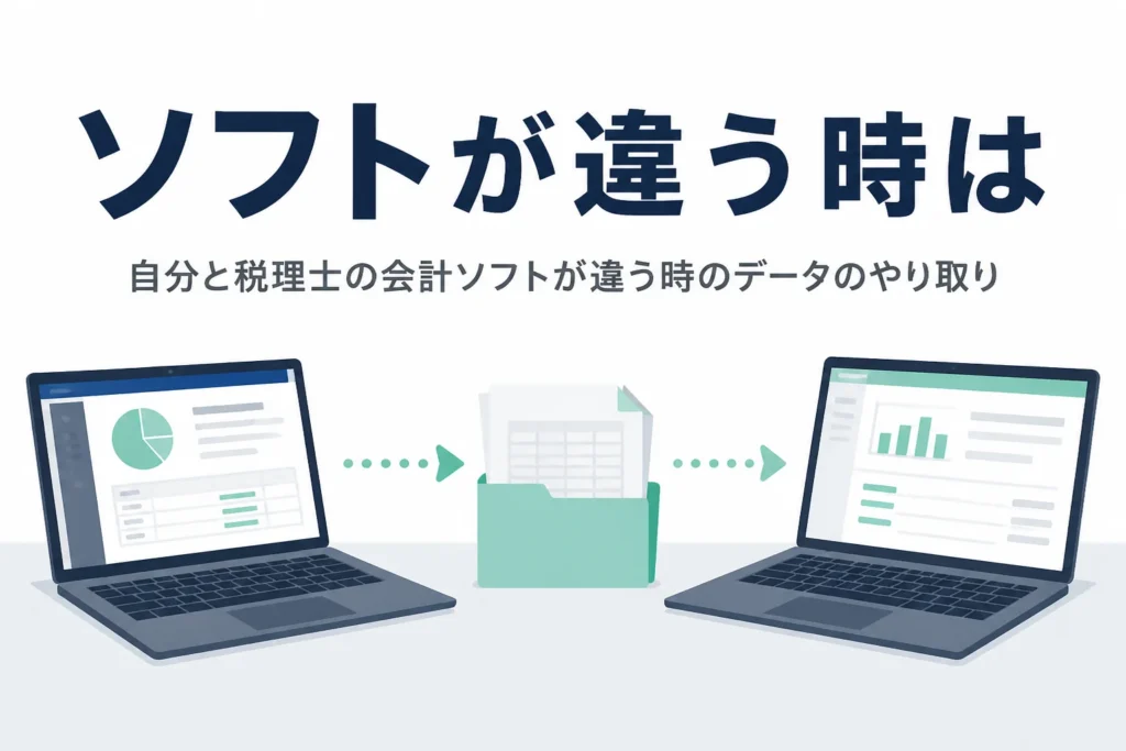 自分と税理士の会計ソフトが違う時のデータのやり取りの方法を解説する記事のアイキャッチ