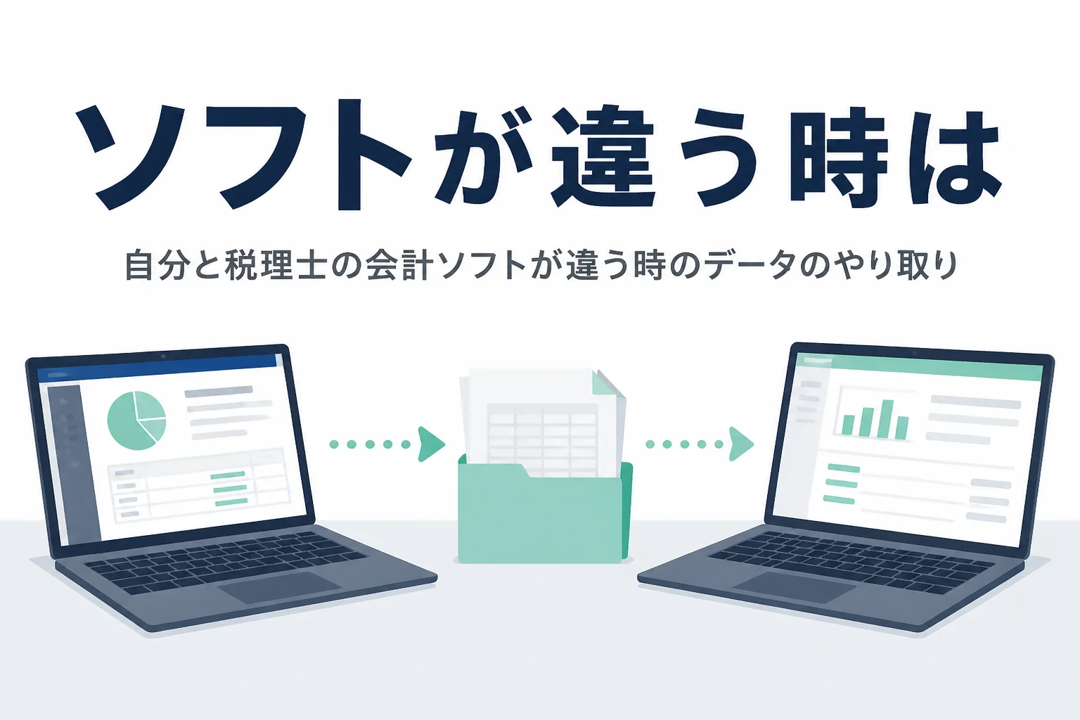 自分と税理士の会計ソフトが違う時のデータのやり取りの方法を解説する記事のアイキャッチ