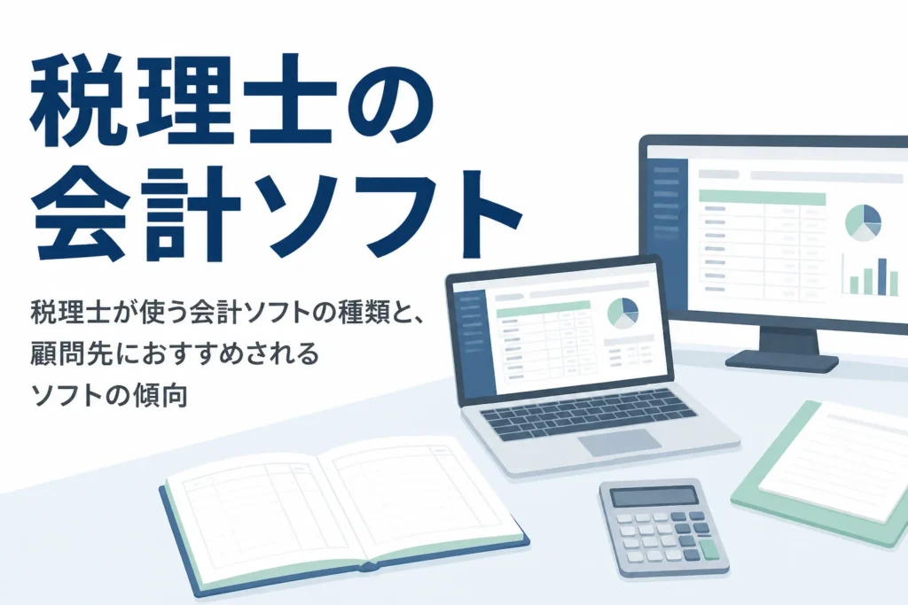 税理士が使う会計ソフトの種類と、顧問先におすすめされるソフトの傾向を解説する記事のアイキャッチ