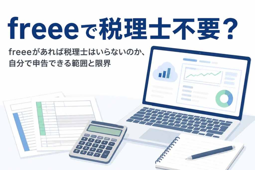 freeeがあれば税理士はいらないのか、自分で申告できる範囲と限界を解説する記事のアイキャッチ