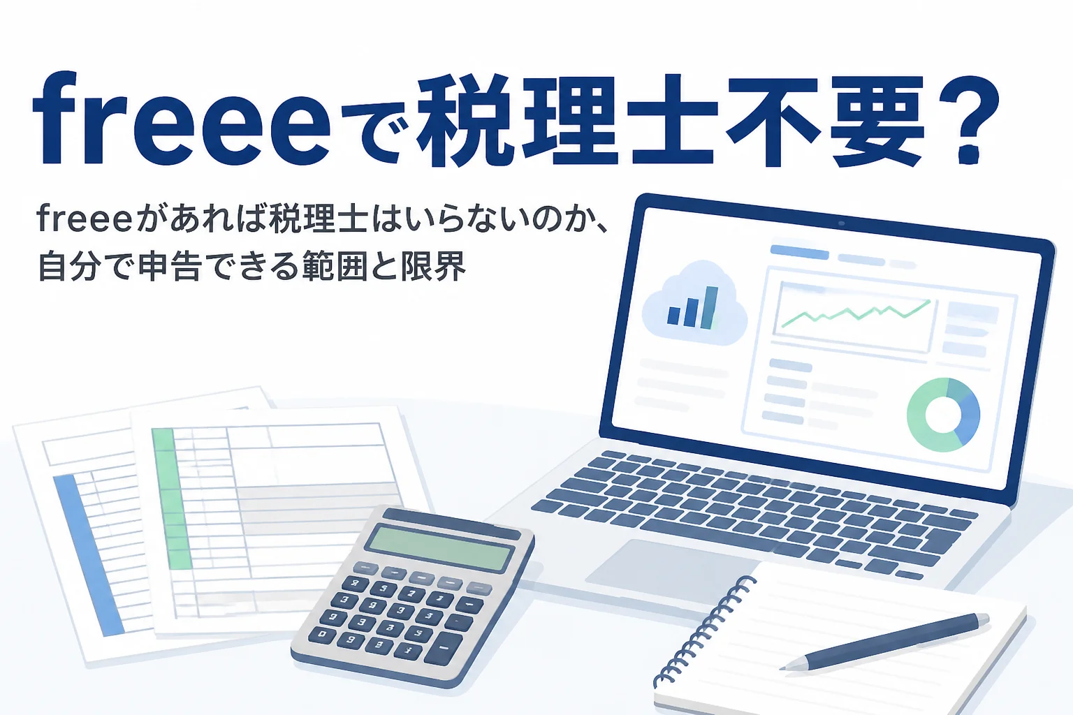 freeeがあれば税理士はいらないのか、自分で申告できる範囲と限界を解説する記事のアイキャッチ