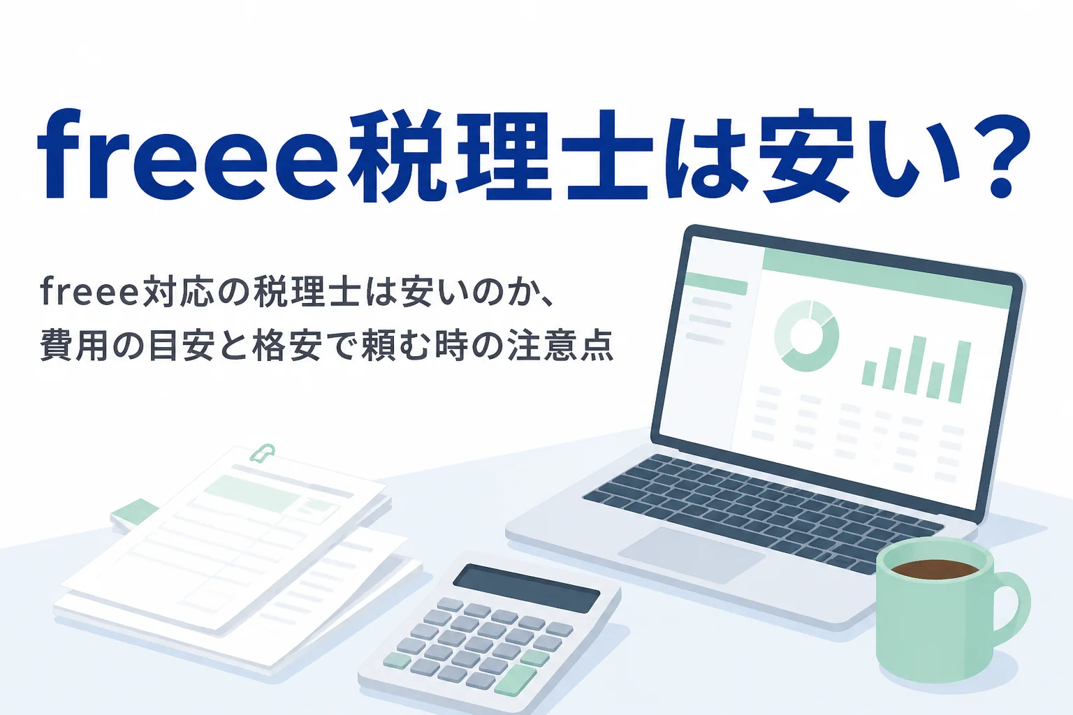 freee対応の税理士は安いのか、費用の目安と格安で頼む時の注意点を解説する記事のアイキャッチ