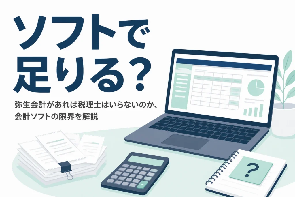 弥生会計があれば税理士はいらないのかを解説する記事のアイキャッチ