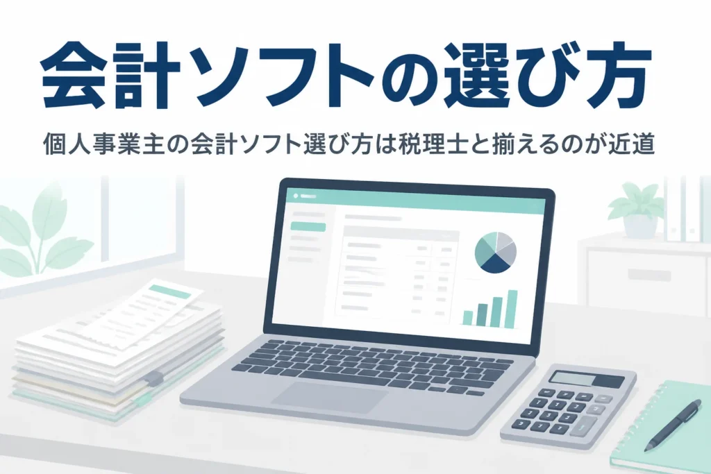 個人事業主が顧問税理士と会計ソフトを揃える選び方を解説する記事のアイキャッチ