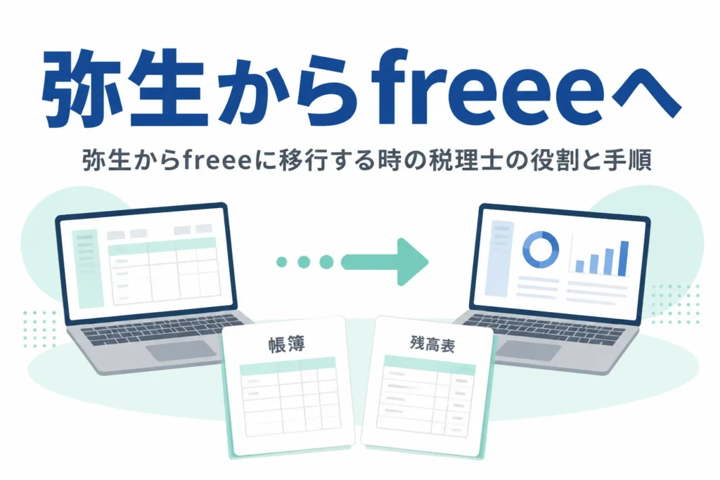 弥生からfreeeへの移行で税理士に頼めることと手順を解説する記事のアイキャッチ