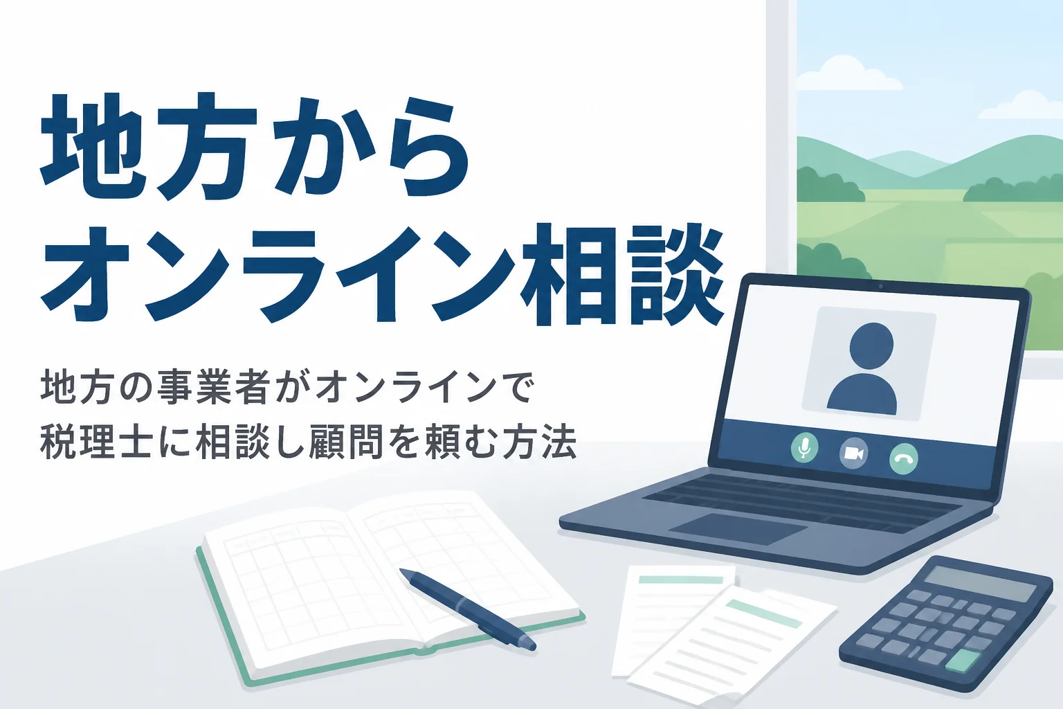 地方の事業者がオンラインで税理士に相談する方法を解説する記事のアイキャッチ