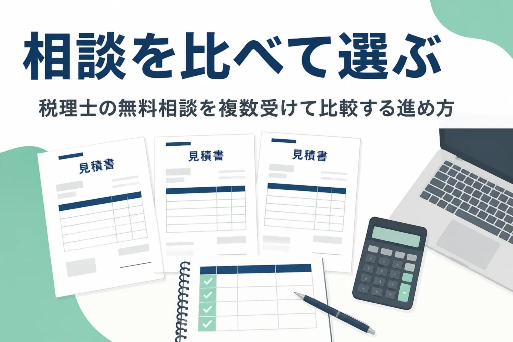 税理士の無料相談を複数受けて比較する方法を解説する記事のアイキャッチ