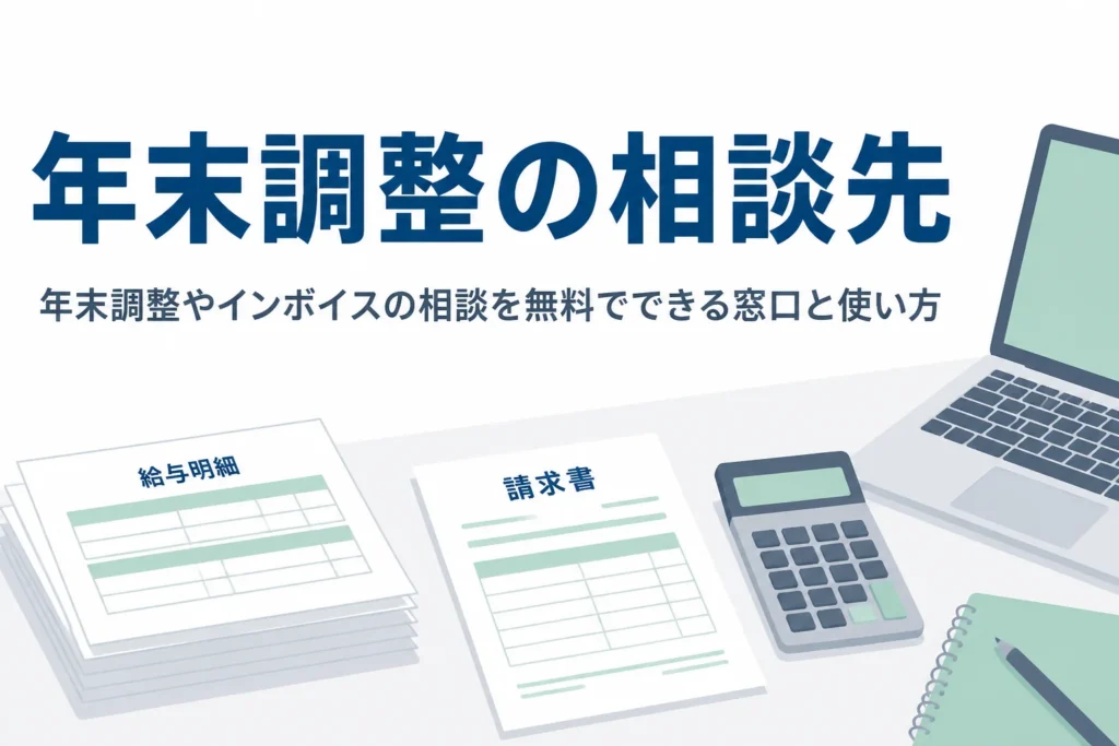 年末調整やインボイスの相談を無料でできる窓口と使い分けを解説する記事のアイキャッチ