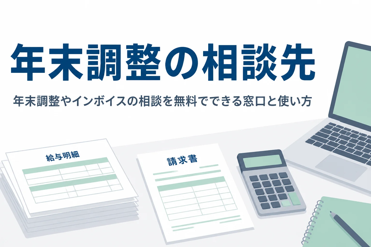 年末調整やインボイスの相談を無料でできる窓口と使い分けを解説する記事のアイキャッチ