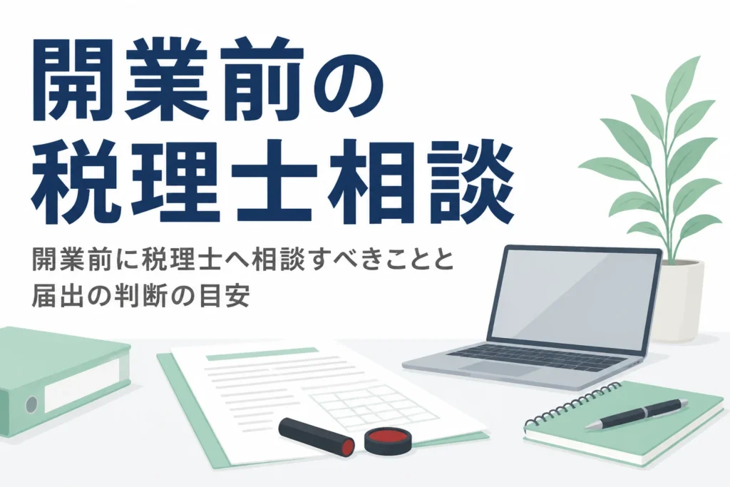 開業前に税理士へ相談すべきことを解説する記事のアイキャッチ
