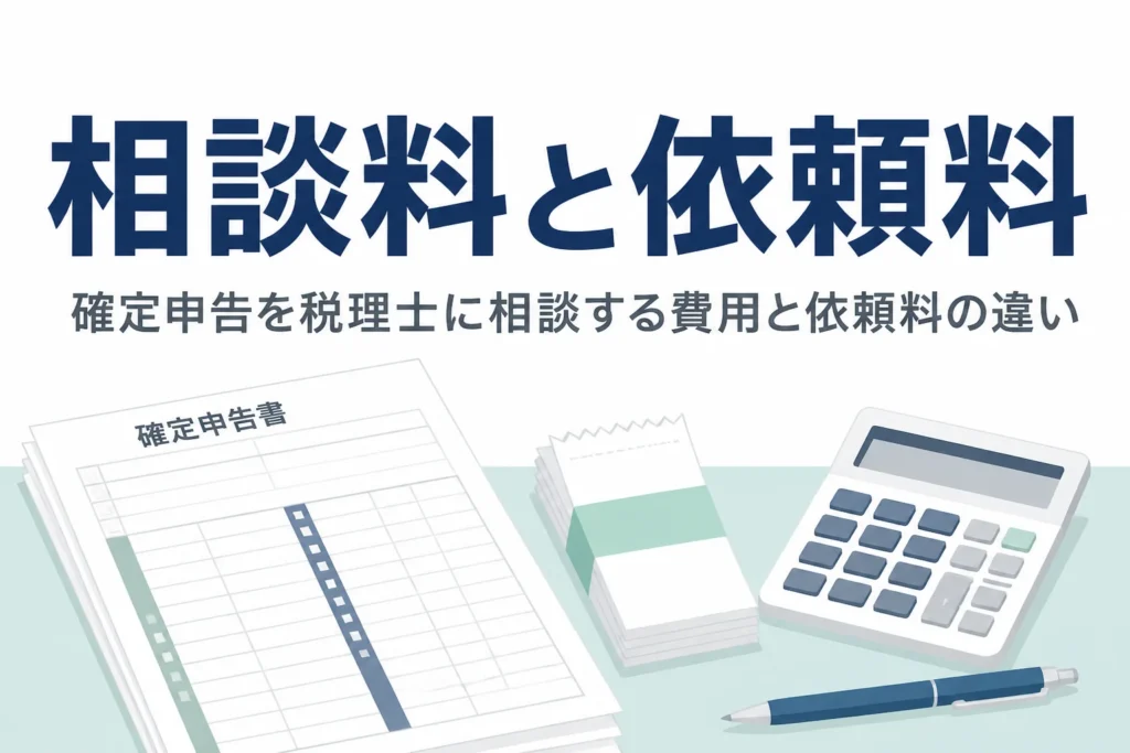 確定申告を税理士に相談する費用と、申告を依頼する料金の違いを解説する記事のアイキャッチ