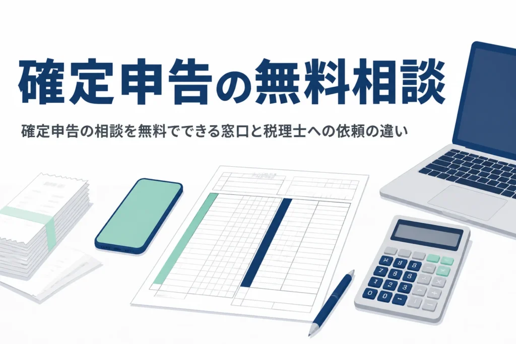 確定申告の無料相談ができる窓口と税理士に依頼する場合の違いを解説する記事のアイキャッチ
