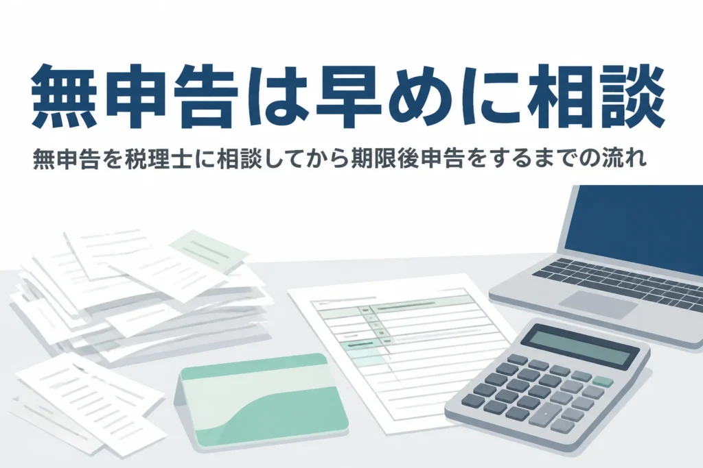 無申告を税理士に相談してから期限後申告をするまでの流れを解説する記事のアイキャッチ