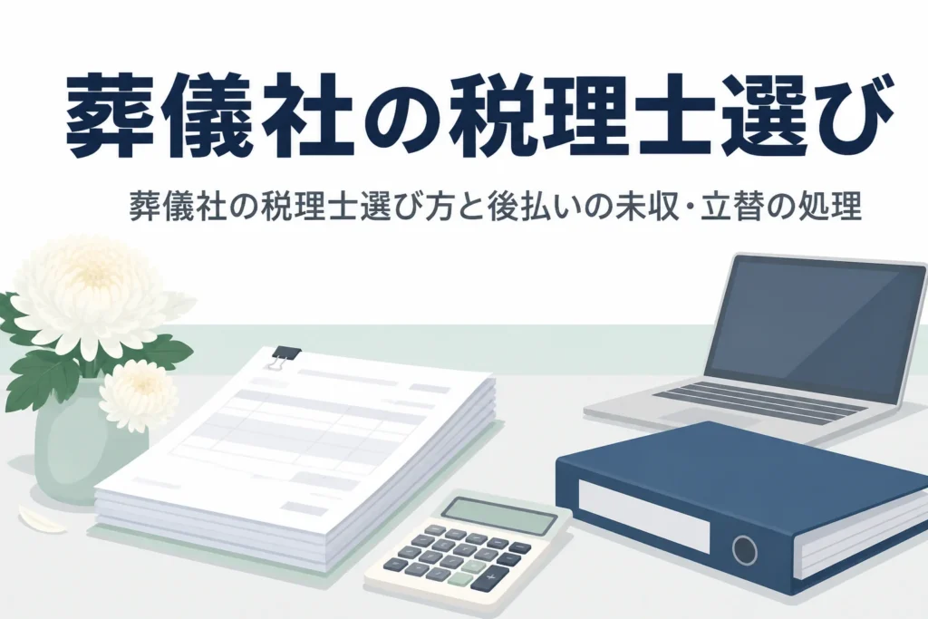 葬儀社の税理士の選び方と後払いの未収・立替金の処理を解説する記事のアイキャッチ