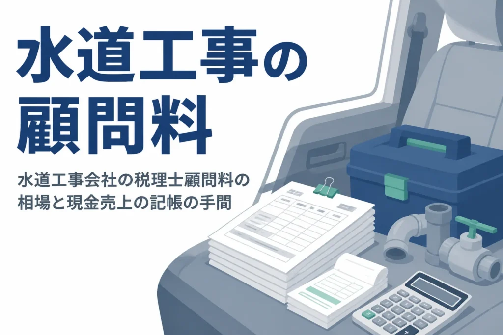 水道工事会社の税理士顧問料の相場と緊急修理の現金売上を記帳する手間を解説する記事のアイキャッチ