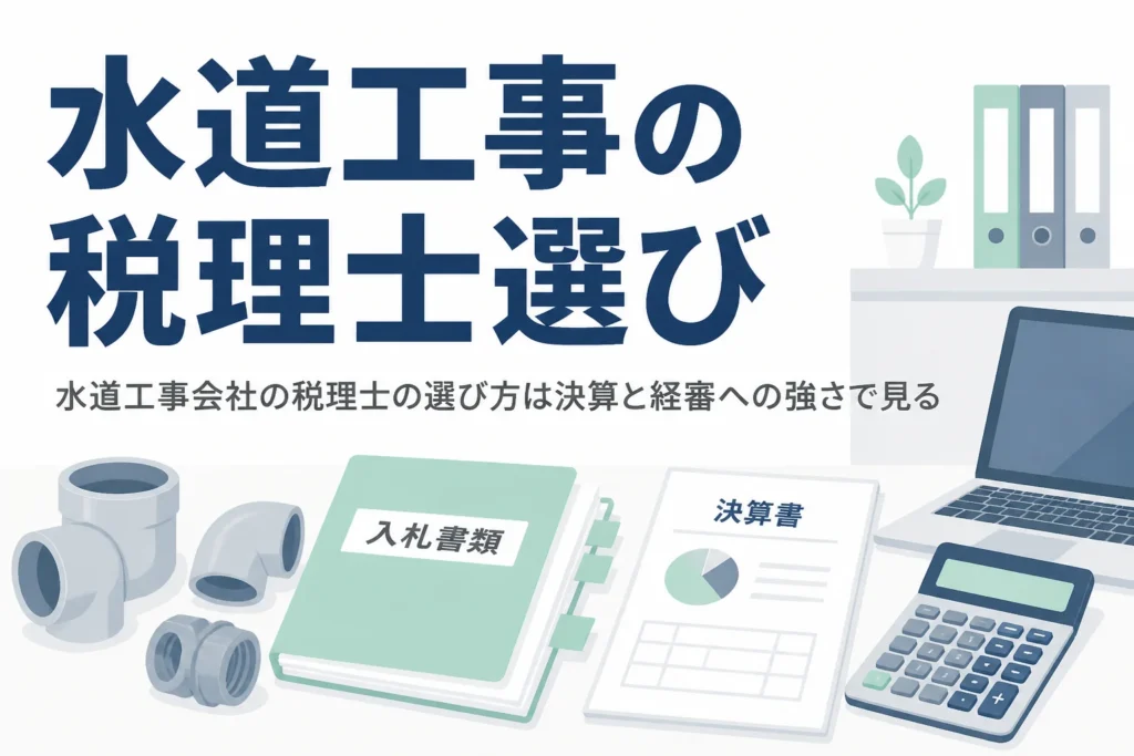 水道工事会社が公共工事の入札に必要な決算と経審に強い税理士を選ぶポイントを解説する記事のアイキャッチ