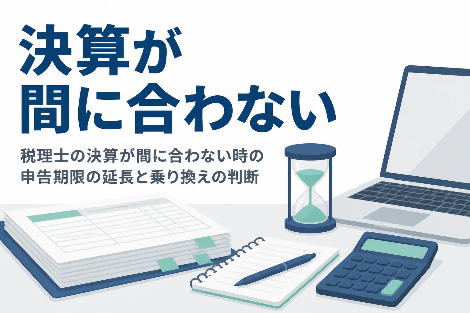 税理士の決算が間に合わない時の申告期限の延長と乗り換えの判断を解説する記事のアイキャッチ