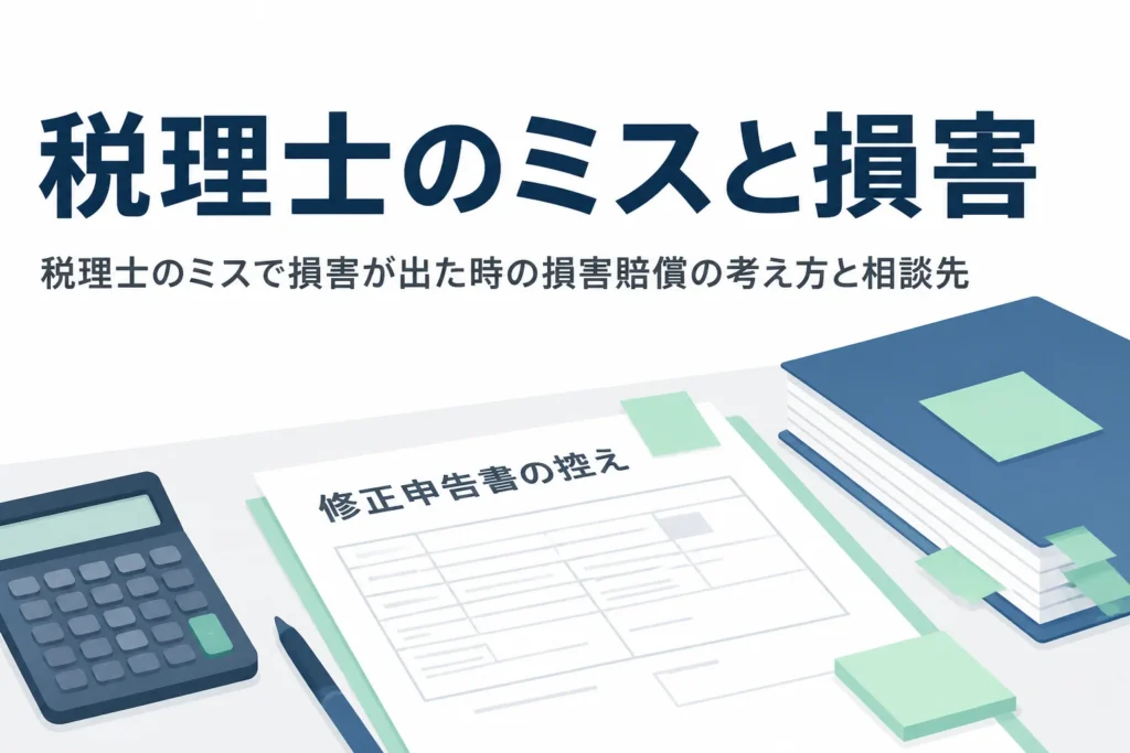 税理士のミスで損害が出た時の損害賠償の考え方と相談先を解説する記事のアイキャッチ