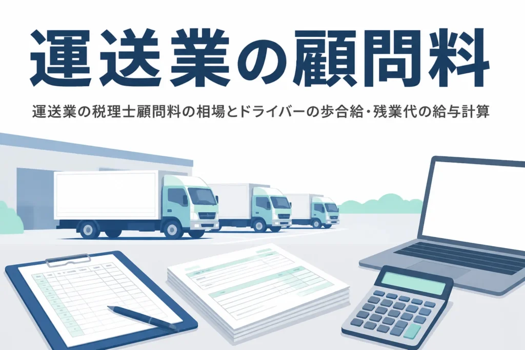 運送業の税理士顧問料の相場とドライバーの歩合給・残業代を含む給与計算を頼む場合を解説する記事のアイキャッチ