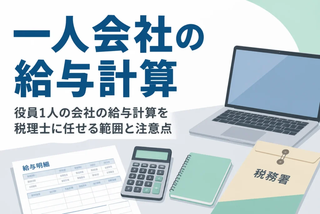 役員1人の会社の給与計算と源泉納付を税理士に任せる範囲を解説する記事のアイキャッチ