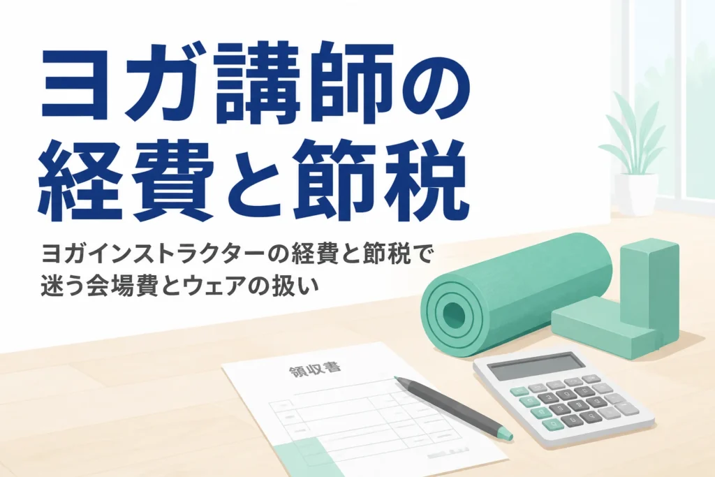 ヨガインストラクターの経費と節税で迷いやすいレッスン会場の使用料とウェアの扱いを解説する記事のアイキャッチ