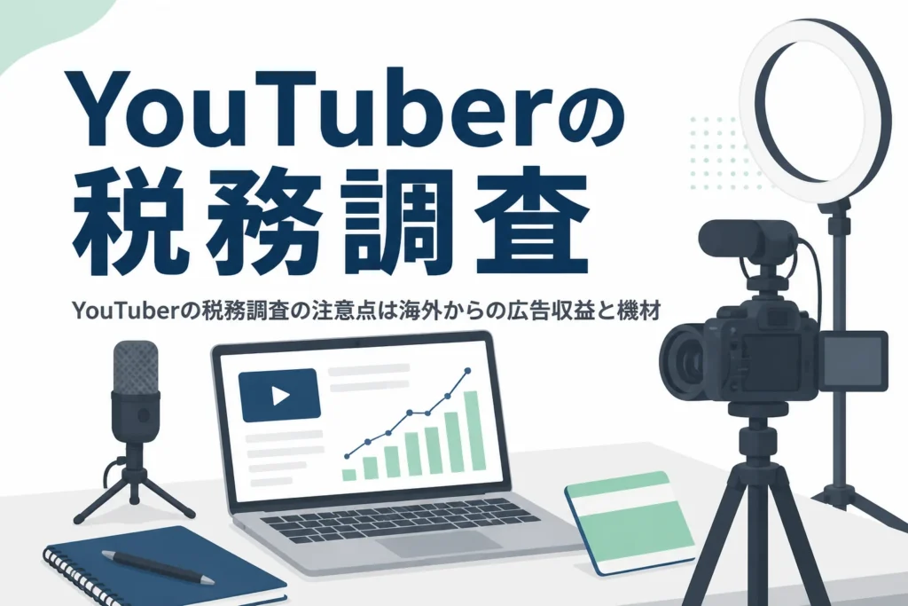 YouTuberの税務調査で注意したい海外法人からの広告収益と撮影機材の私的利用を解説する記事のアイキャッチ