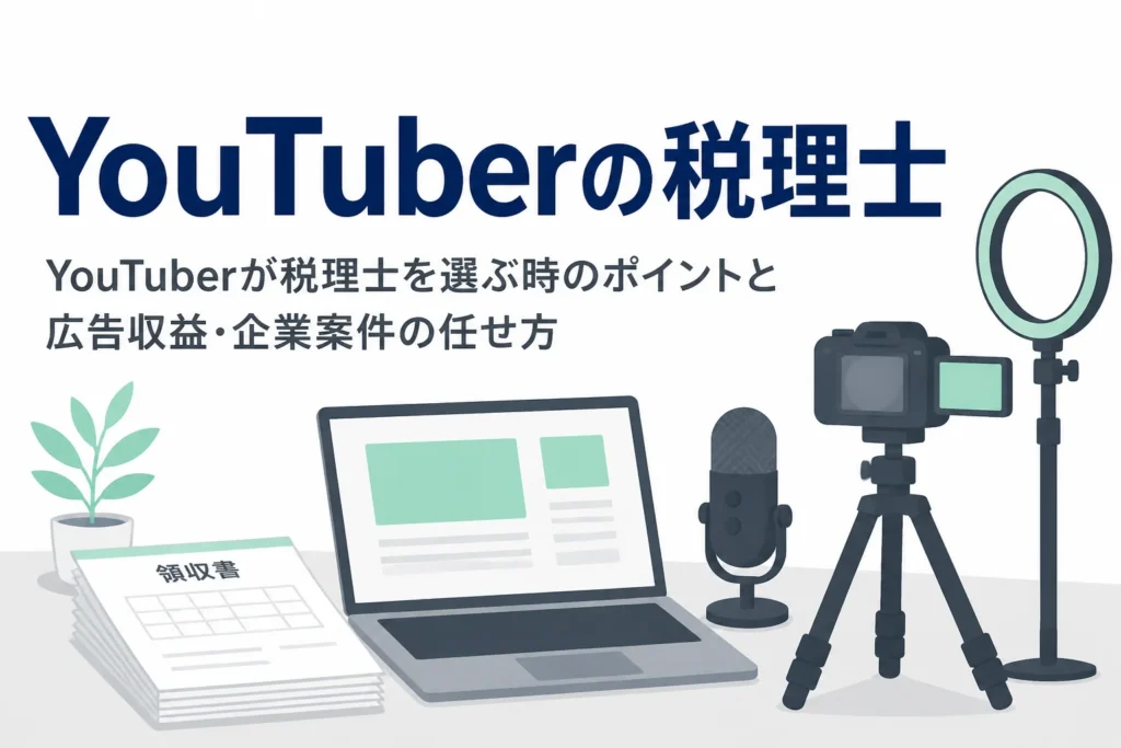 YouTuberが税理士を選ぶ時のポイントと広告収益・企業案件を一緒に任せる方法を解説する記事のアイキャッチ