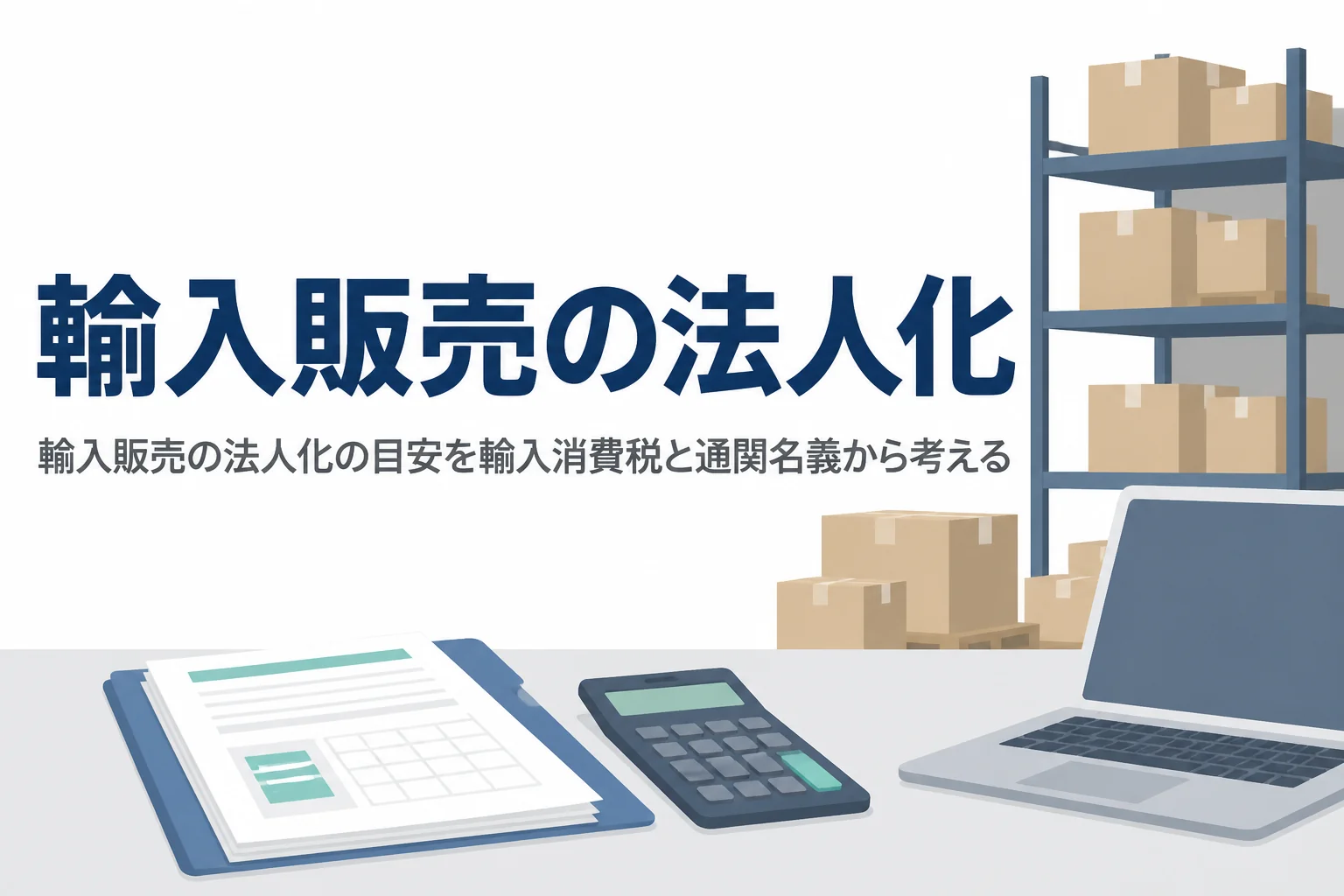 輸入販売を法人化する目安を、輸入時の消費税と通関名義の切り替えから解説する記事のアイキャッチ